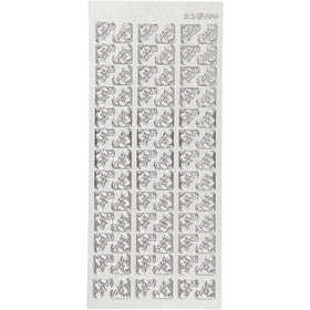 Stickers, corners, sheet 10x23 cm, silver, 1 sheet [HOB-170120]