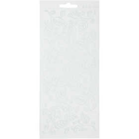 Stickers, leaves, sheet 10x23 cm, white, 1 sheet [HOB-170126]