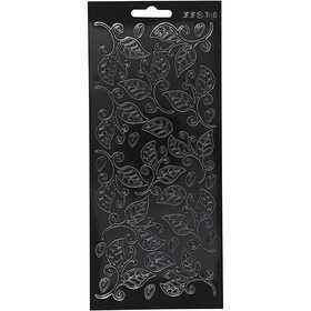 Stickers, leaves, sheet 10x23 cm, black, 1 sheet [HOB-170127]