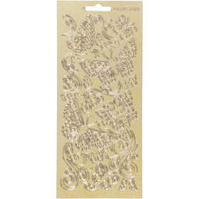 Stickers, butterflies, sheet 10x23 cm, gold, 1 sheet [HOB-170131]