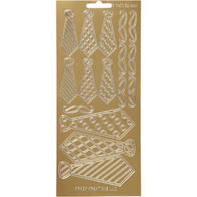 Stickers, ties, sheet 10x23 cm, gold, 1 sheet [HOB-170147]