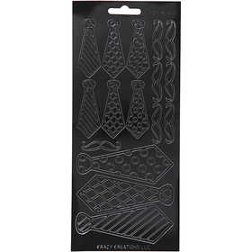 Stickers, ties, sheet 10x23 cm, black, 1 sheet [HOB-170149]