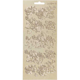 Stickers, roses, sheet 10x23 cm, gold, 1 sheet [HOB-170161]