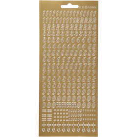 Stickers, numbers, sheet 10x23 cm, gold, 1 sheet [HOB-170212]
