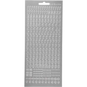 Stickers, numbers, sheet 10x23 cm, silver, 1 sheet [HOB-170213]