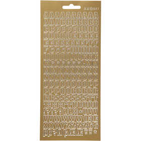 Stickers, alphabet, sheet 10x23 cm, gold, 1 sheet [HOB-170214]