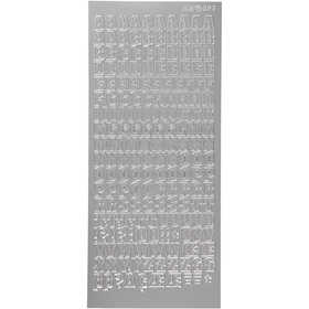 Stickers, alphabet, sheet 10x23 cm, silver, 1 sheet [HOB-170215]
