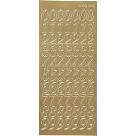 Stickers, numbers, sheet 10x23 cm, gold, 1 sheet [HOB-170222]