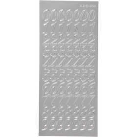 Stickers, numbers, sheet 10x23 cm, silver, 1 sheet [HOB-170223]