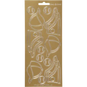 Stickers, sport, sheet 10x23 cm, gold, 1 sheet [HOB-170248]