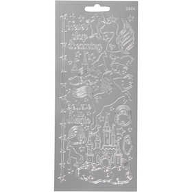 Stickers, unicorn, sheet 10x23 cm, silver, 1 sheet [HOB-170259]