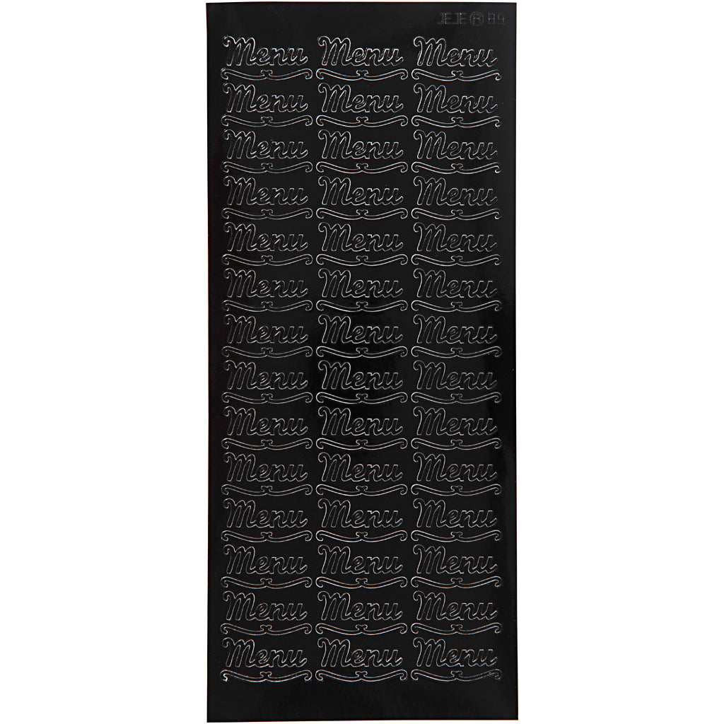 Stickers, menu, sheet 10x23 cm, black, 1 sheet [HOB-170263]