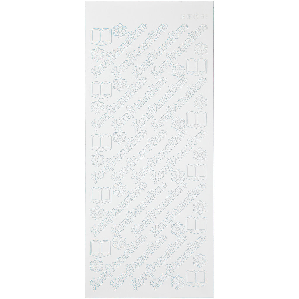 Stickers, konfirmation, sheet 10x23 cm, white, 1 sheet [HOB-170274]