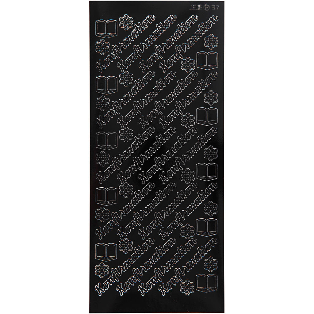 Stickers, konfirmation, sheet 10x23 cm, black, 1 sheet [HOB-170275]