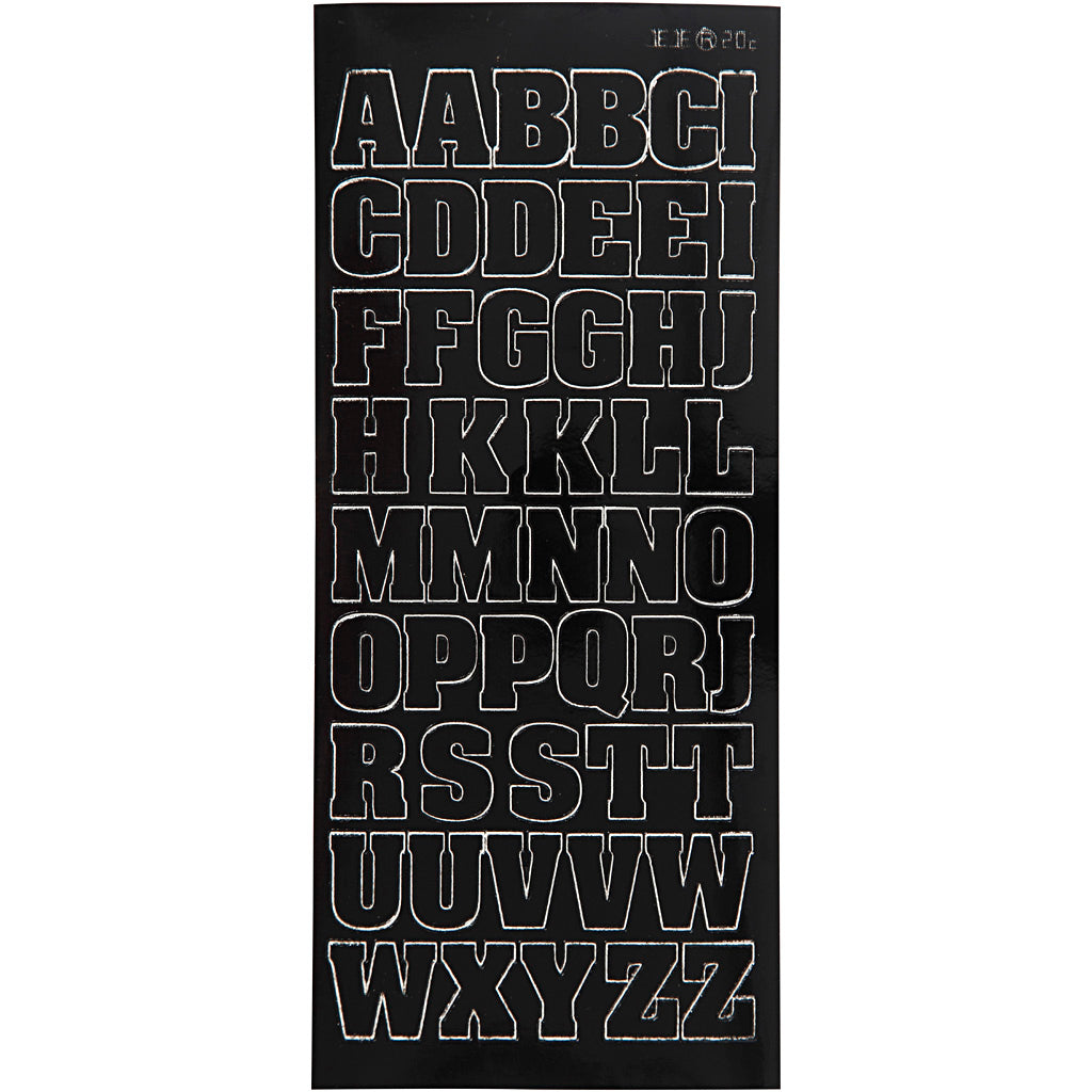 Stickers, big letters, capital, sheet 10x23 cm, black, 1 sheet [HOB-170288]