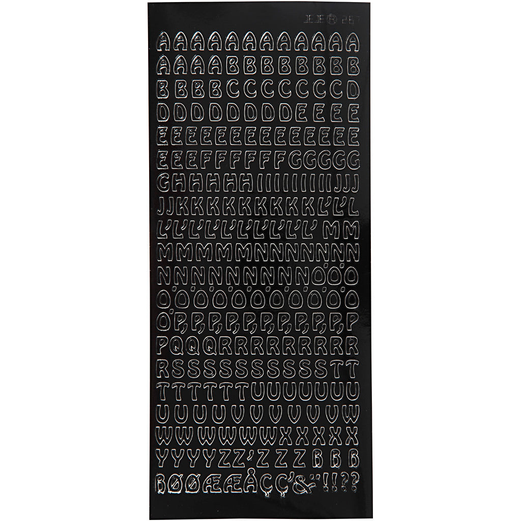 Stickers, small letters, capital, sheet 10x23 cm, black, 1 sheet [HOB-170289]