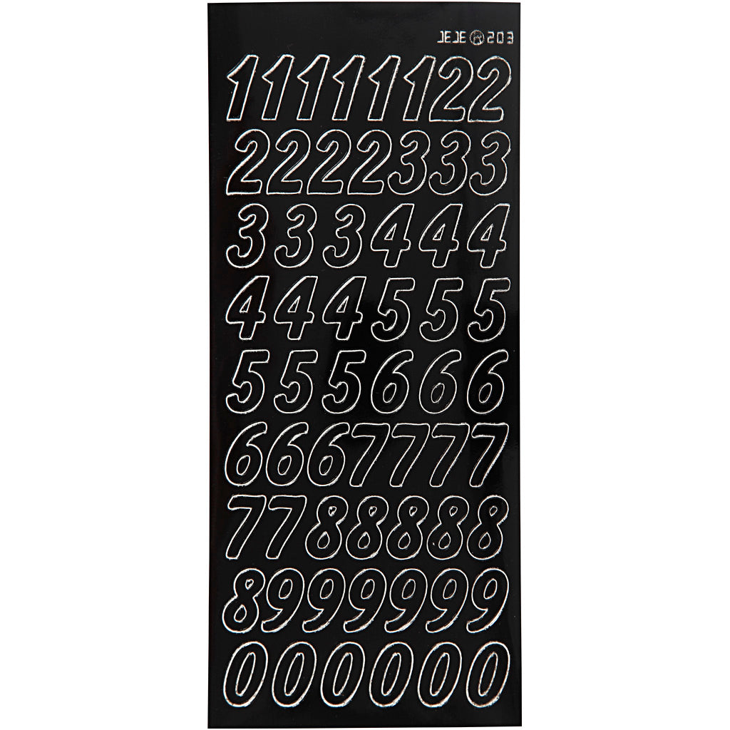 Stickers, big numbers, sheet 10x23 cm, black, 1 sheet [HOB-170291]
