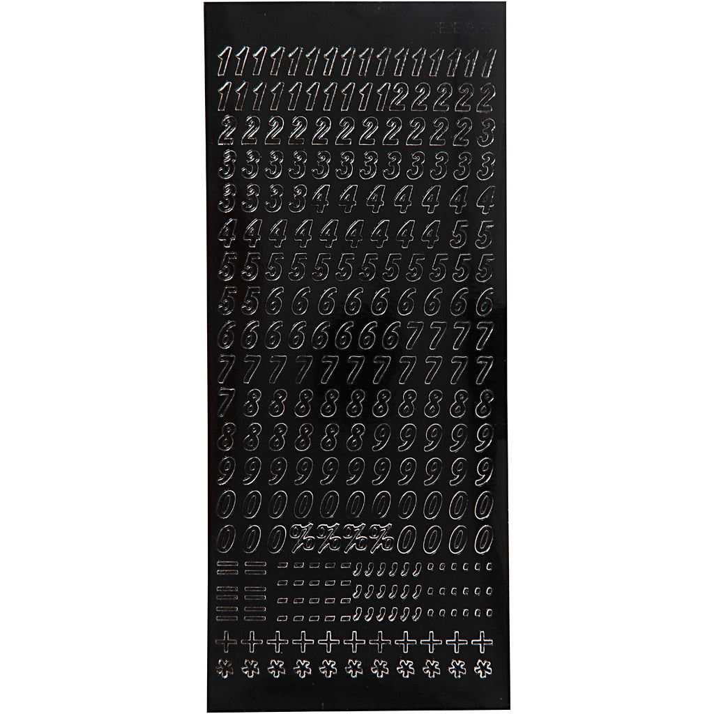 Stickers, small numbers, sheet 10x23 cm, black, 1 sheet [HOB-170292]