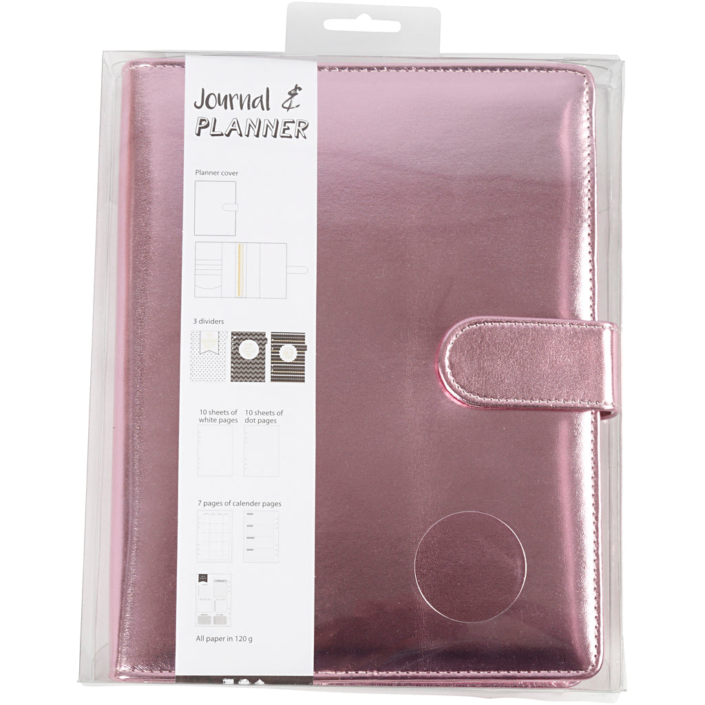 Planner, size 19x23,5x4 cm, ring folder, rose, 1 pc [HOB-192648]