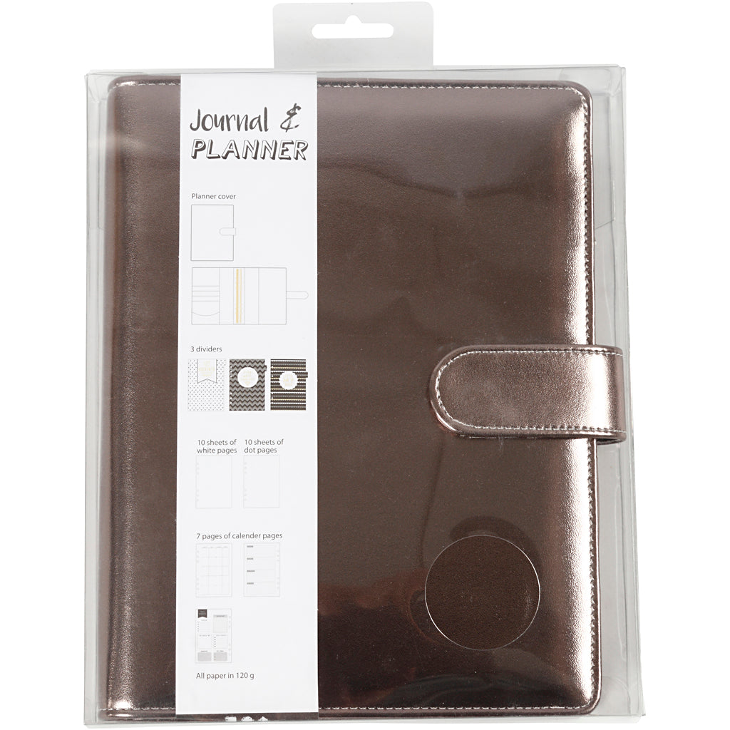 Planner, dark grey metallic, size 19x23,5x4 cm, ring folder, 1 pc [HOB-192649]
