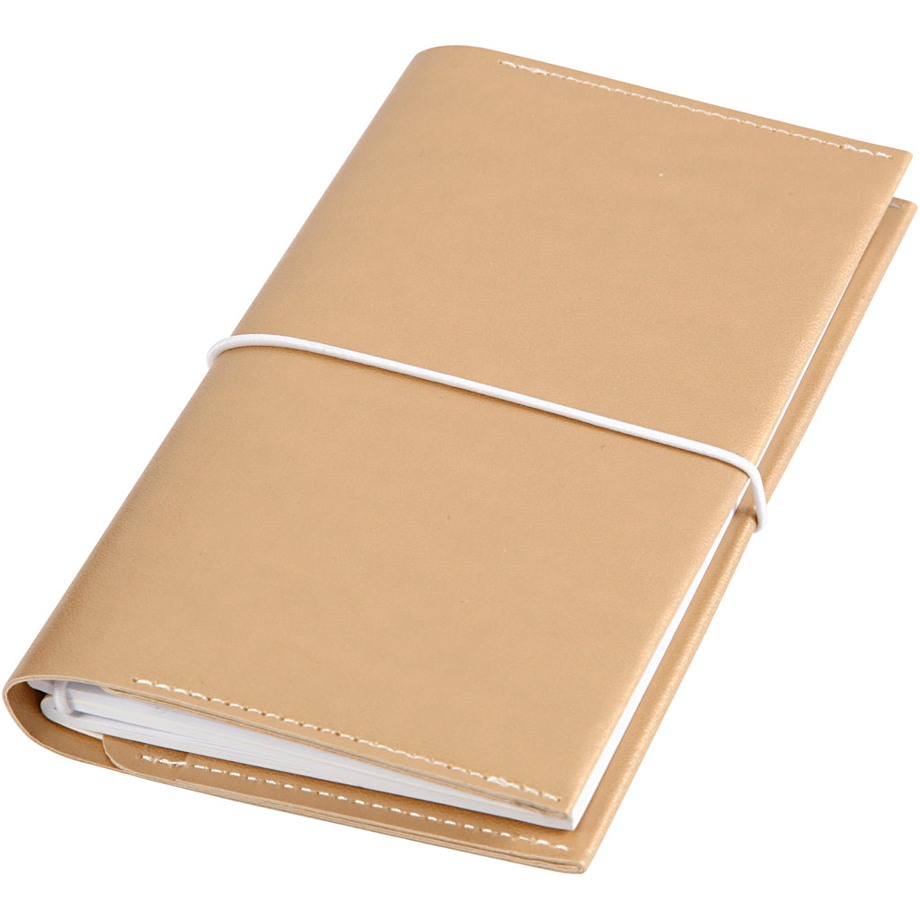 Planner, size 10x18x1,5 cm, elastic closure, gold, 1 pc [HOB-192669]
