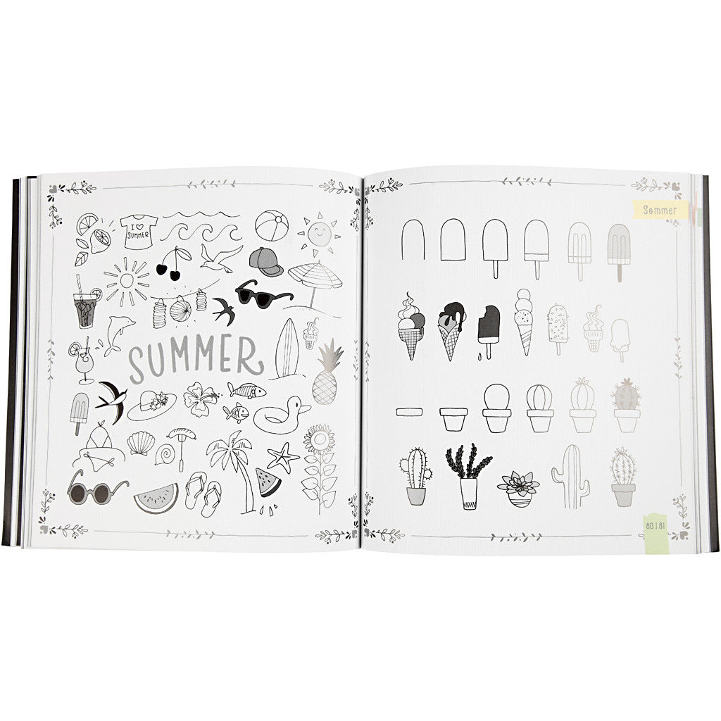 Hand Lettering - 1000 Ideas, size 22x23 cm, thickness 2 cm, Number of pages 143, 1 pc, Danish text [HOB-19290]