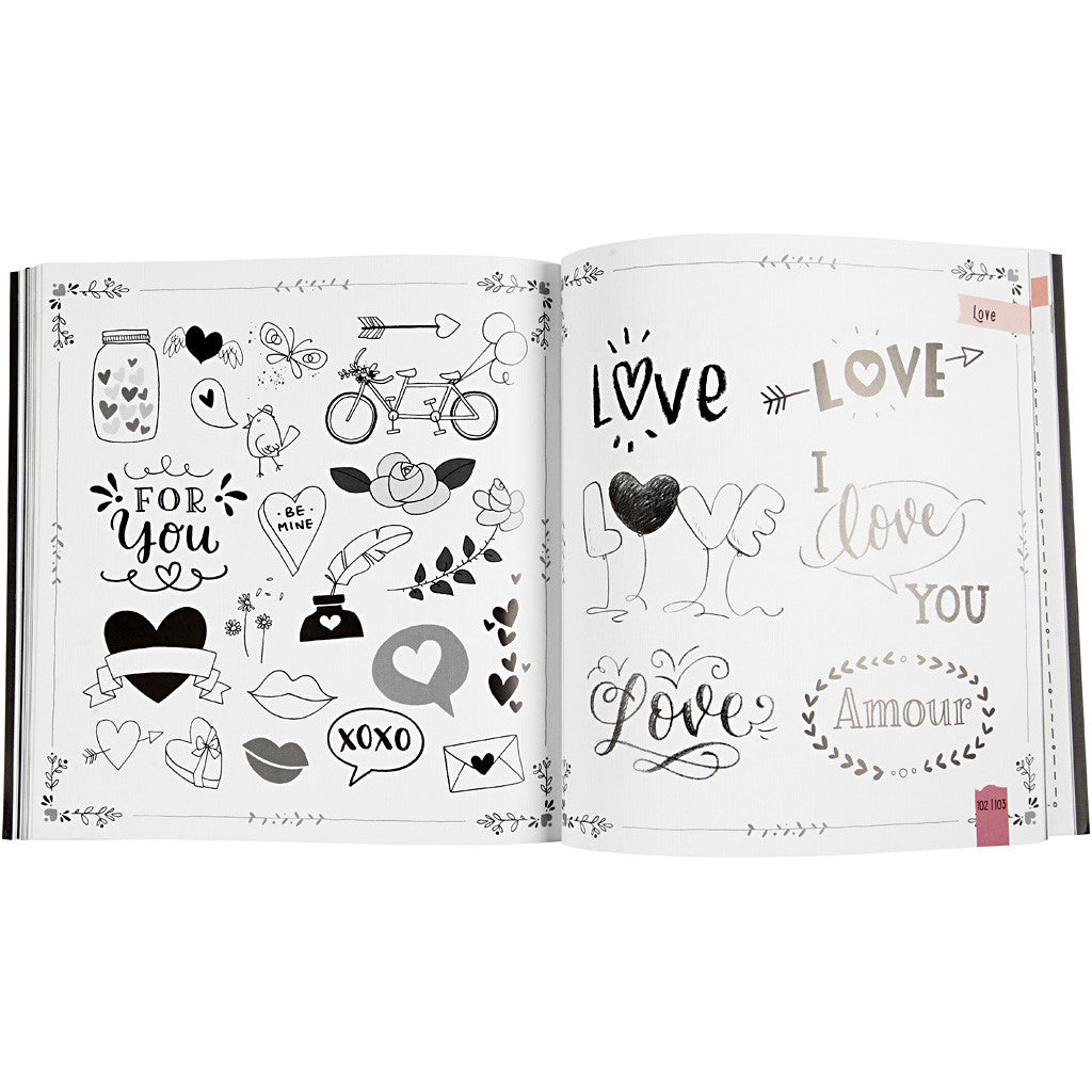 Hand Lettering - 1000 Ideas, size 22x23 cm, thickness 2 cm, Number of pages 143, 1 pc, Danish text [HOB-19290]