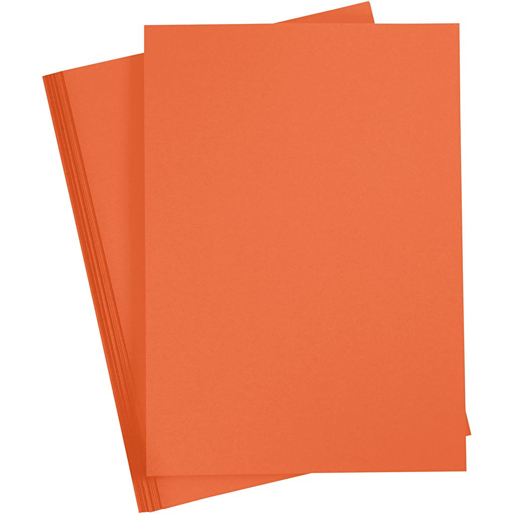 Card, A4, sheet 210x297 mm, 180 g, orange, 20 sheet