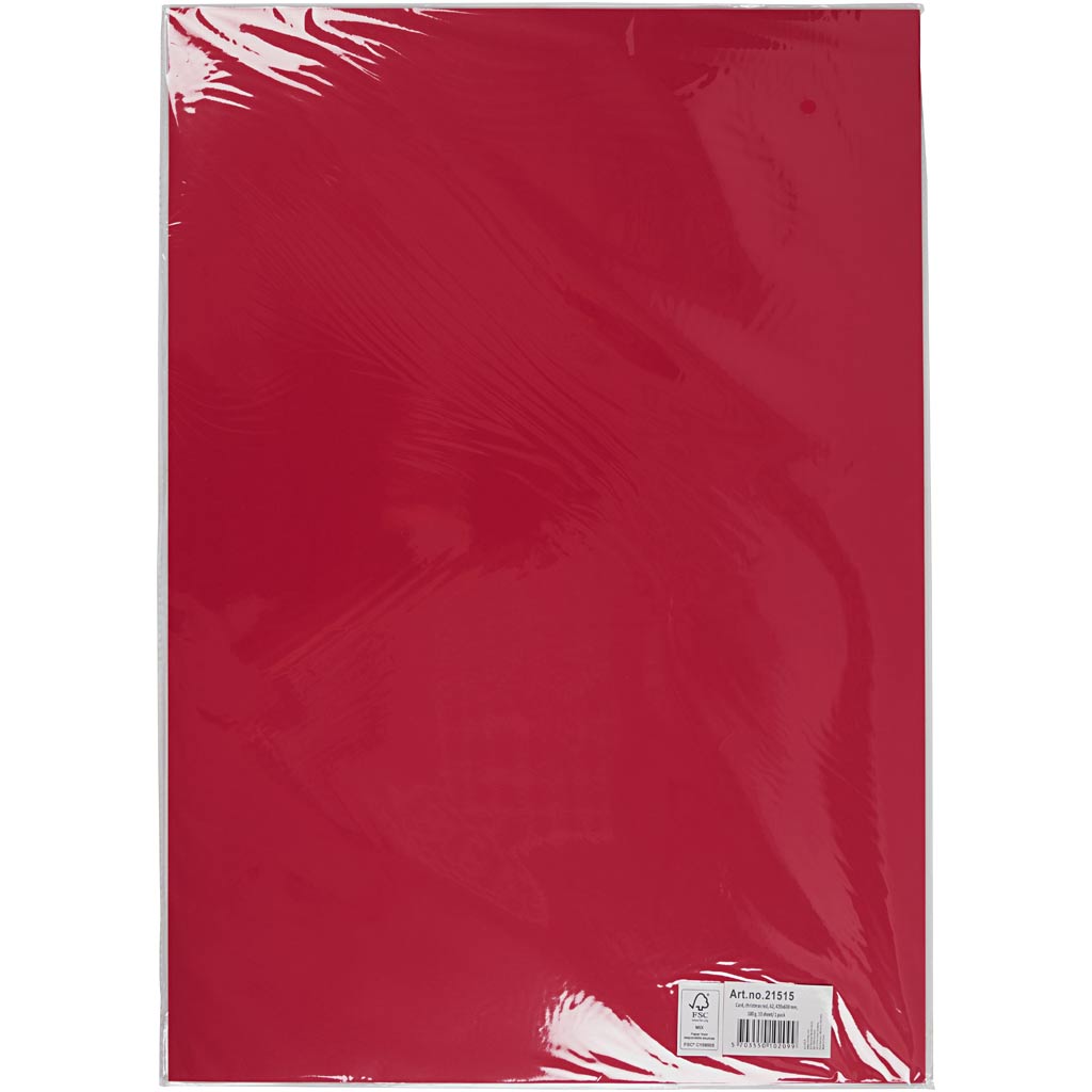 Card, A2, sheet 420x594 mm, 180 g, christmas red, 10 sheet/ 1 pack [HOB-21515]