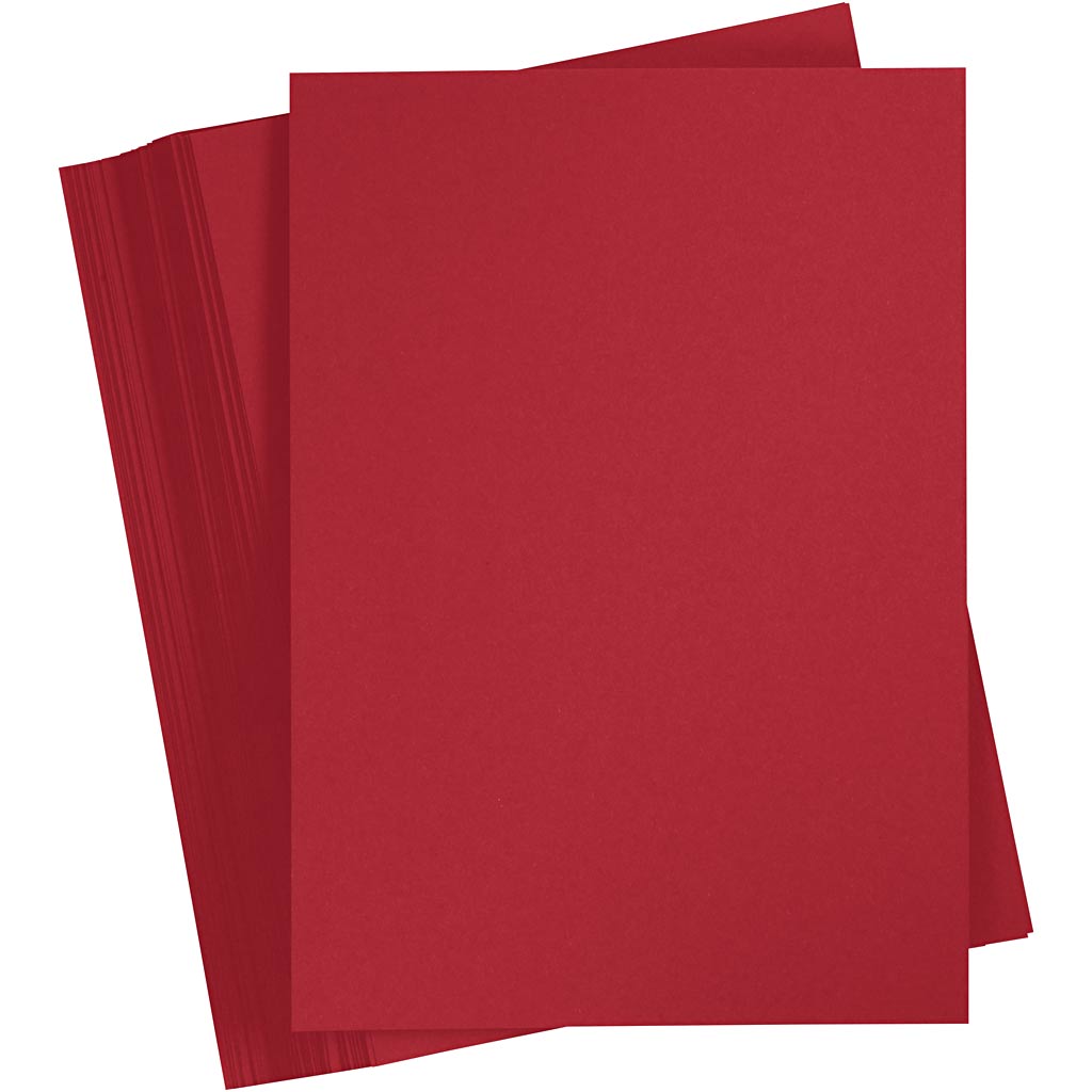 Card, A4, sheet 210x297 mm, 180 g, christmas red, 100 sheet