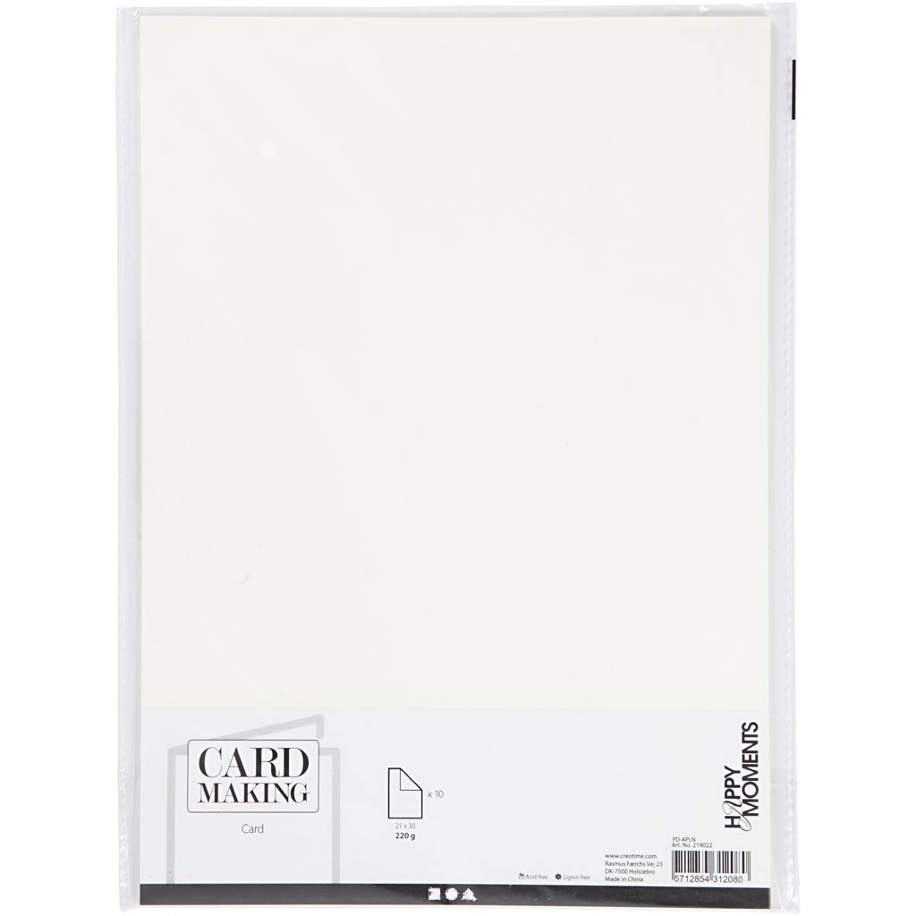 Card, off-white, A4, 210x297 mm, 220 g, 10 pc/ 1 pack [HOB219022]