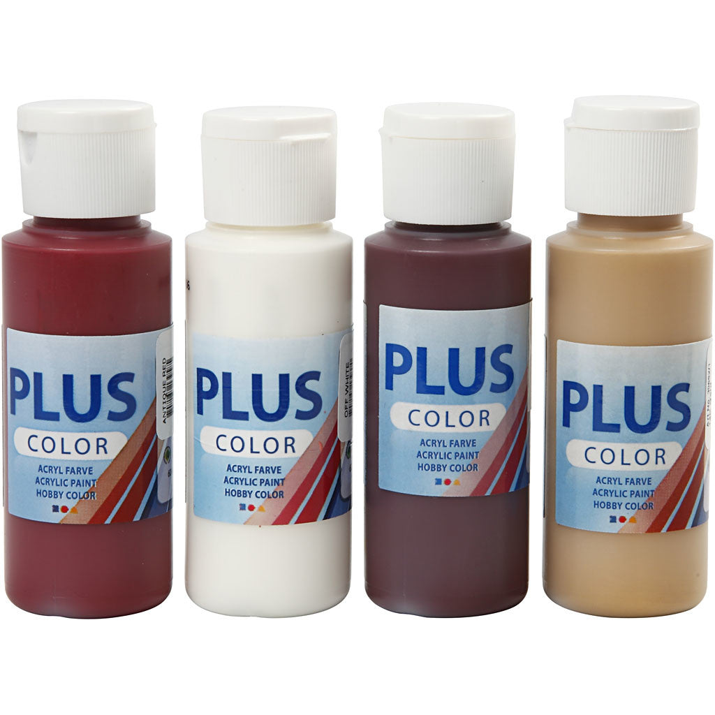 Plus Color Craft Paint, asstd colours, 4x60ml [HOB-22230]