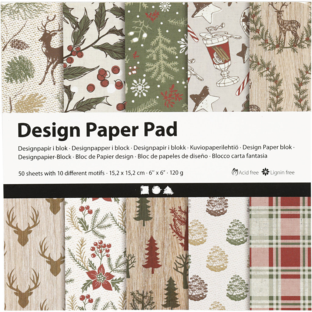 Design Paper Pad, sheet 15,2x15,2 cm, 120 g, brown, red, 50 sheet/ 1 pack [HOB-225907]