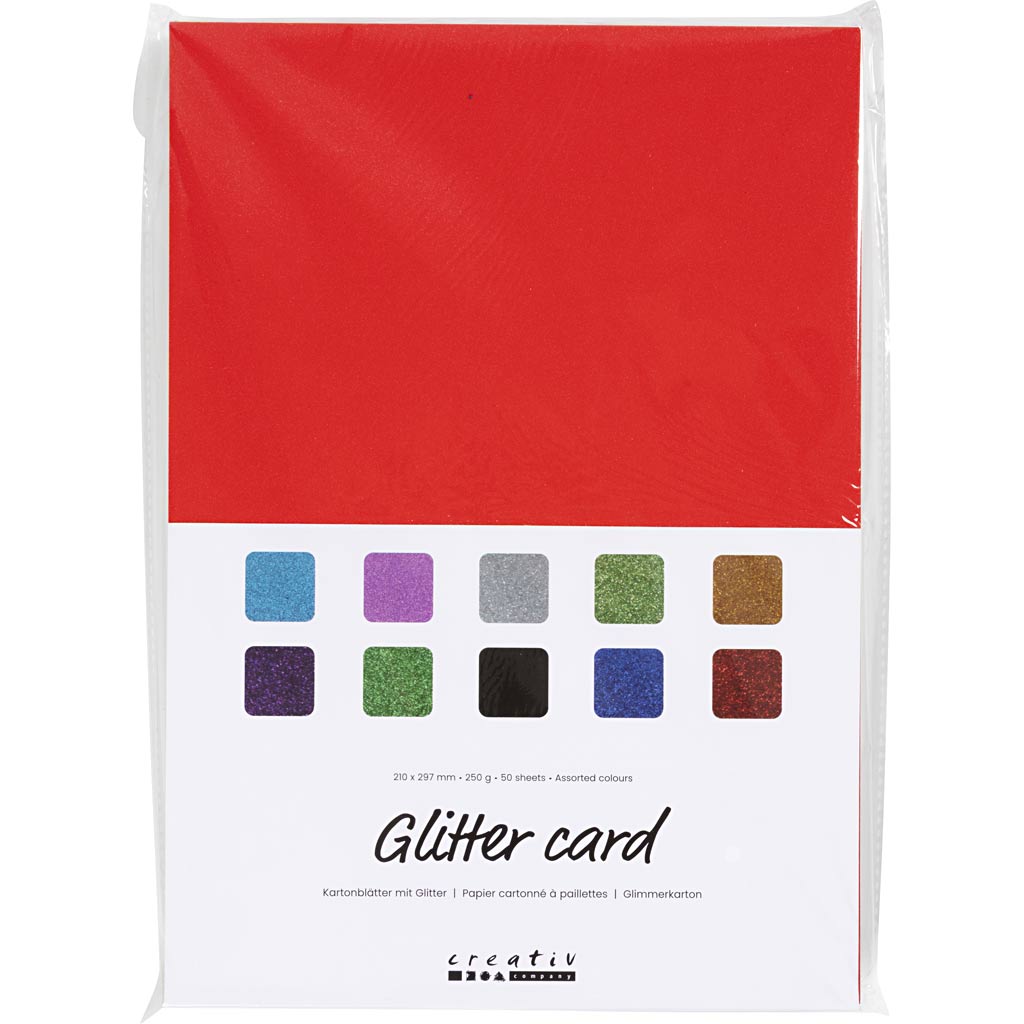 Glitter card, A4, 250 g, 50 sheet/ 1 pack [HOB-230460]