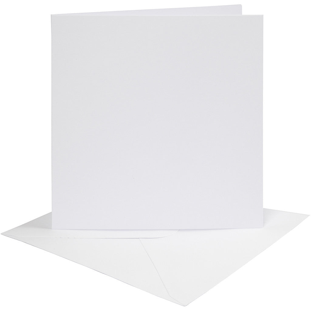 Cards and envelopes, card size 15,2x15,2 cm, envelope size 16x16 cm, 230 g, white, 4 set/ 1 pack [HOB-230541]