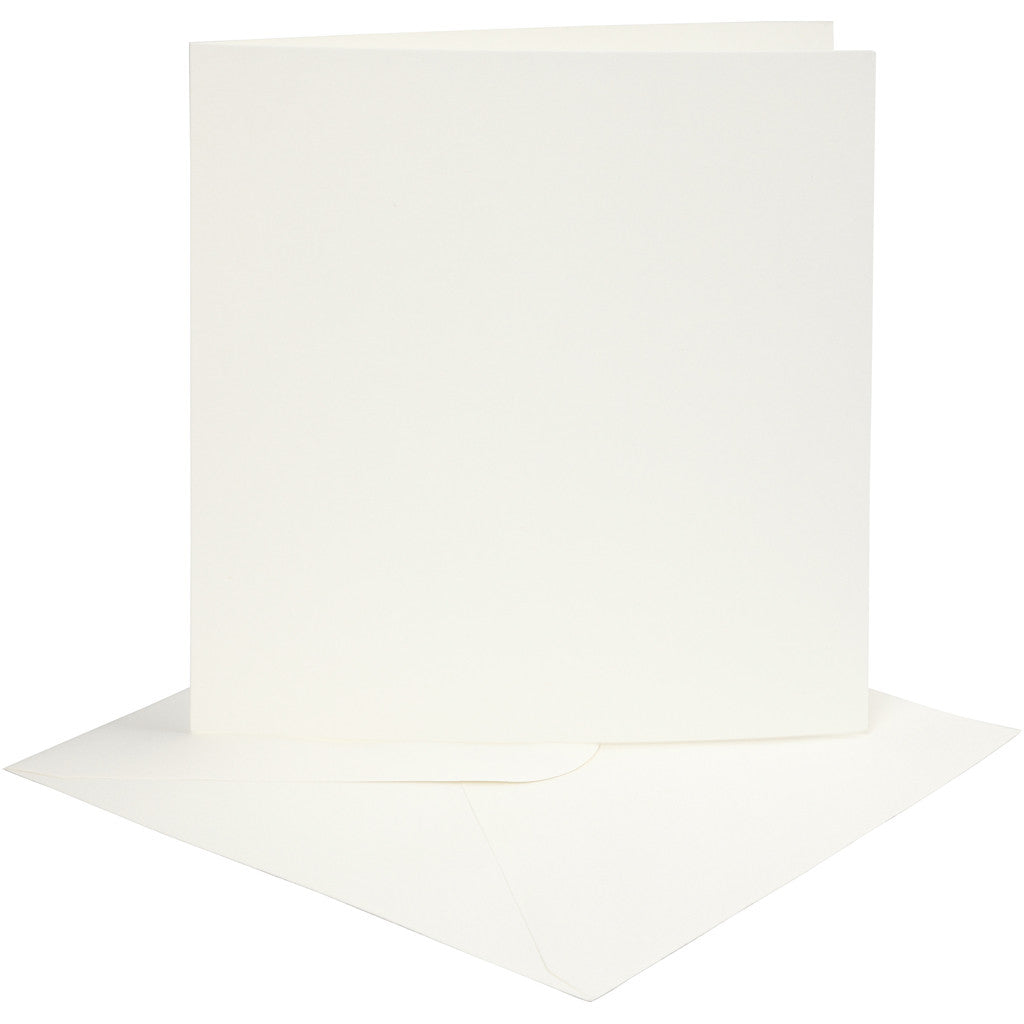 Cards and envelopes, card size 15,2x15,2 cm, envelope size 16x16 cm, 220 g, off-white, 4 set/ 1 pack [HOB-230542]