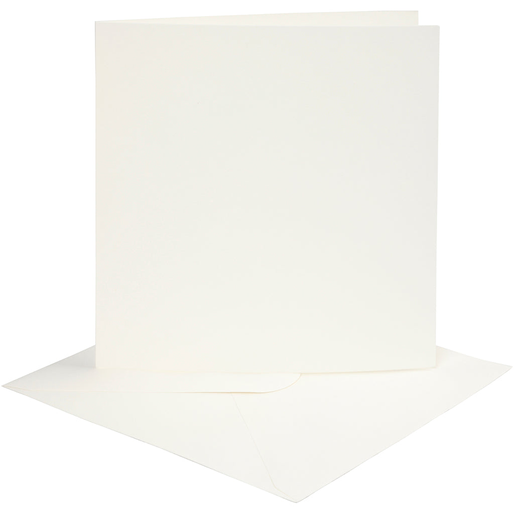 Cards and envelopes, card size 15,2x15,2 cm, envelope size 16x16 cm, 220 g, off-white, 4 set