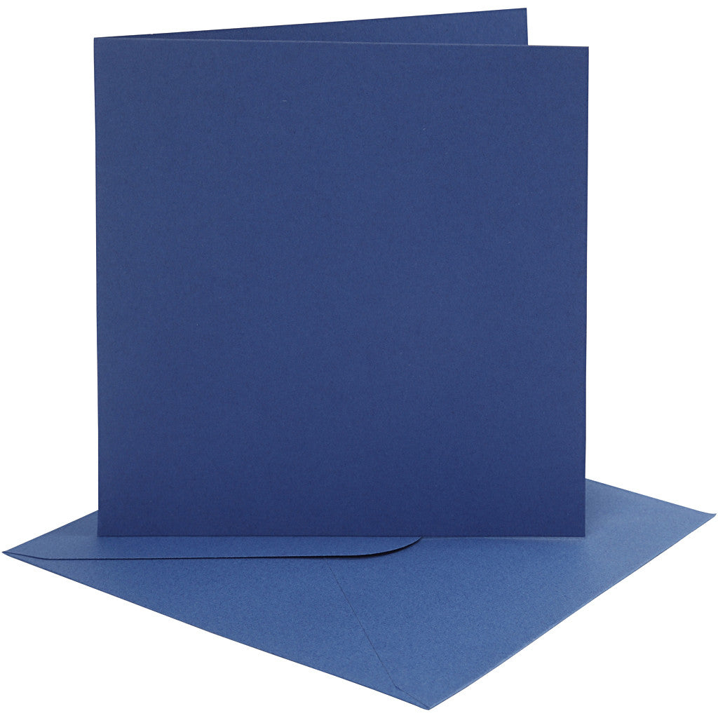 Cards and envelopes, card size 15,2x15,2 cm, envelope size 16x16 cm, 220 g, blue, 4 set/ 1 pack [HOB-230545]