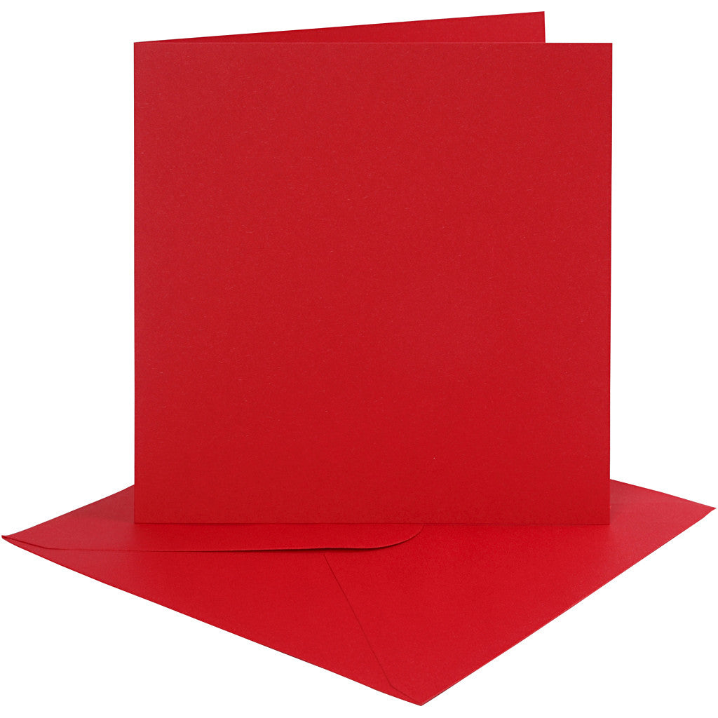 Cards and envelopes, card size 15,2x15,2 cm, envelope size 16x16 cm, 230 g, red, 4 set/ 1 pack [HOB-230550]