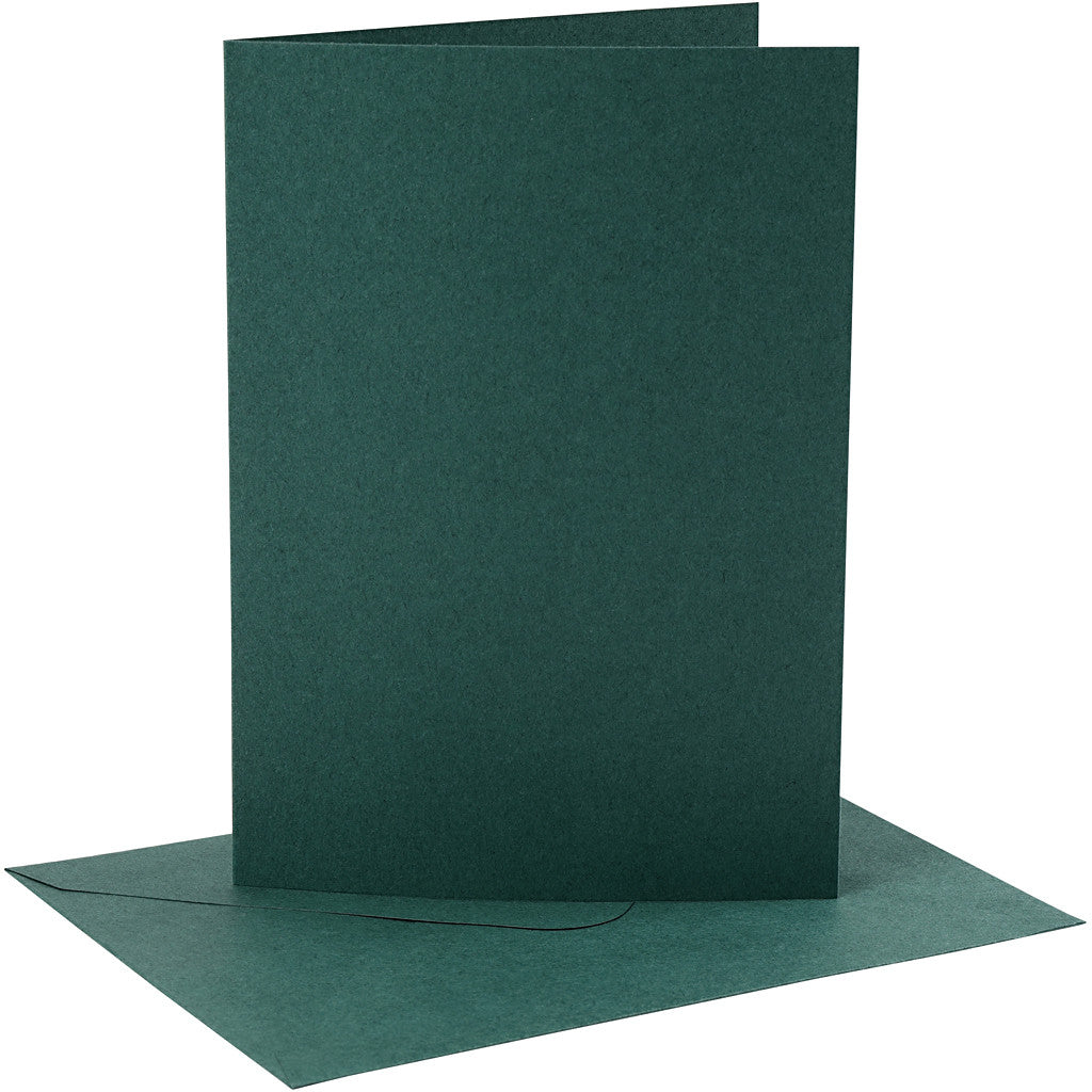 Cards and envelopes, card size 12,7x17,8 cm, envelope size 13,3x18,5 cm, 230 g, dark green, 4 set/ 1 pack [HOB-230563]