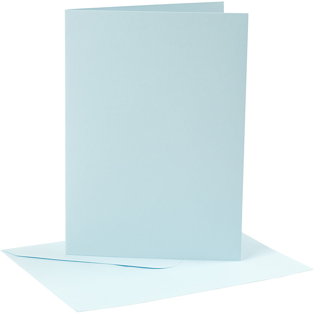 Cards and envelopes, card size 12,7x17,8 cm, envelope size 13,3x18,5 cm, 220 g, light blue, 4 set/ 1 pack [HOB-230564]