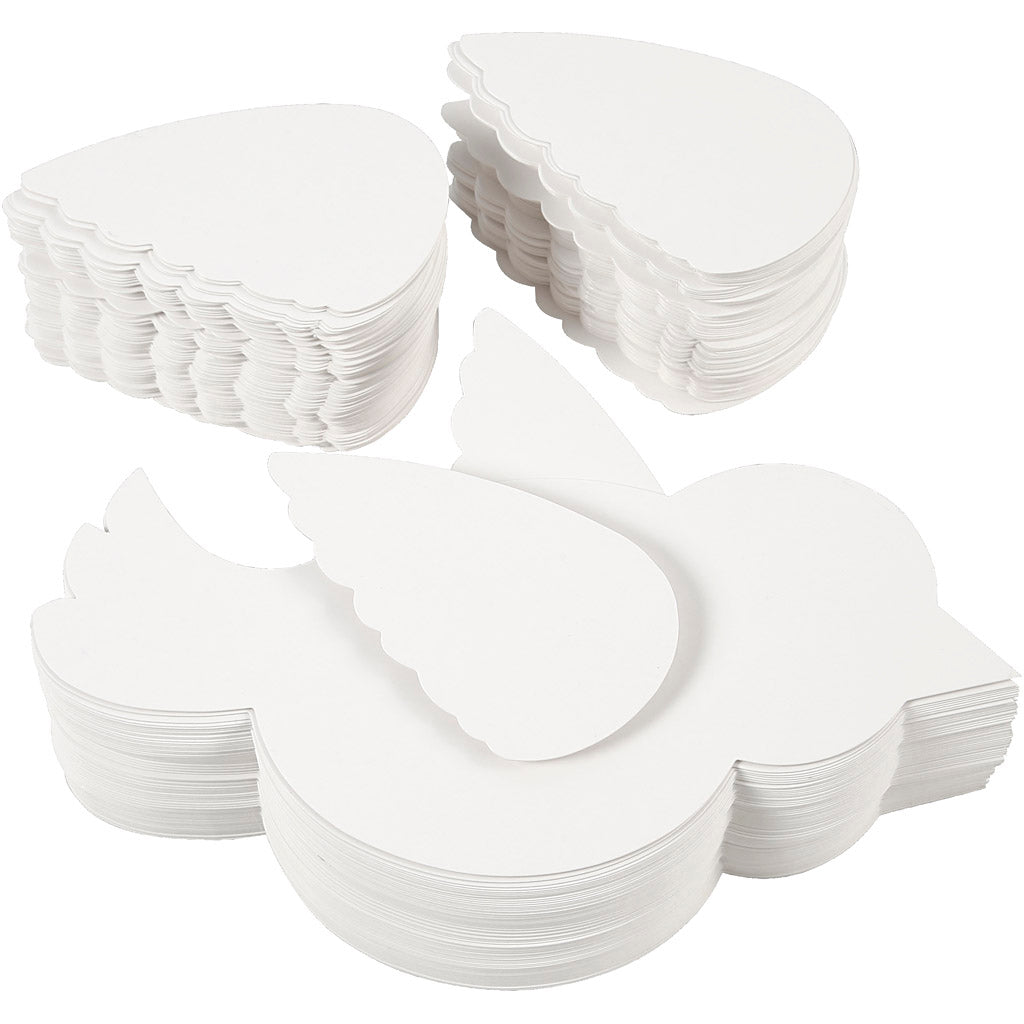 Bird, L: 25 cm, 400 g, white, 100 set