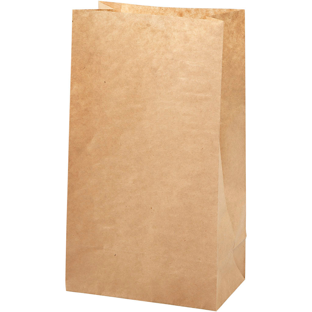 Paper Bag, H: 27 cm, size 9x15 cm, 50 g, brown, 100 pc