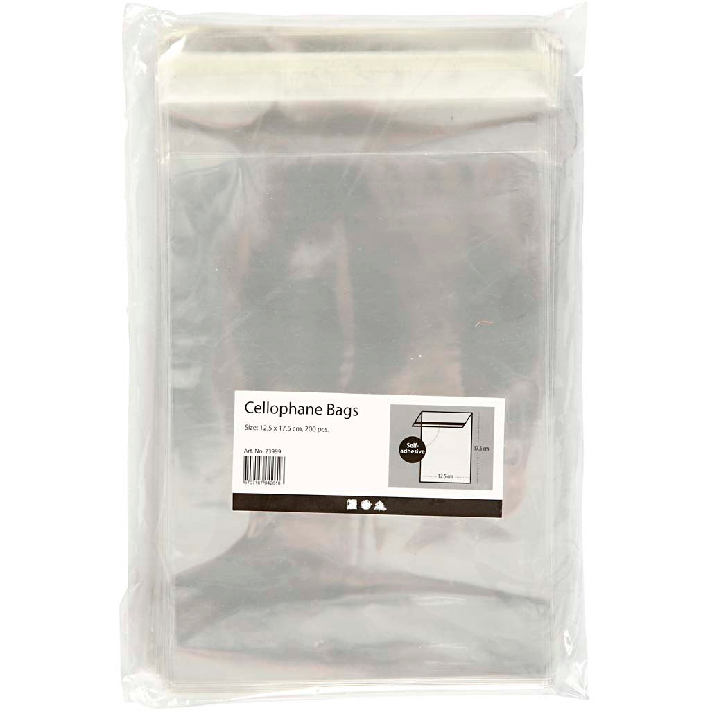 Cellophane Bag, W: 12.3 cm, H: 17.3 cm, 200pcs, 25 micron [HOB23999]