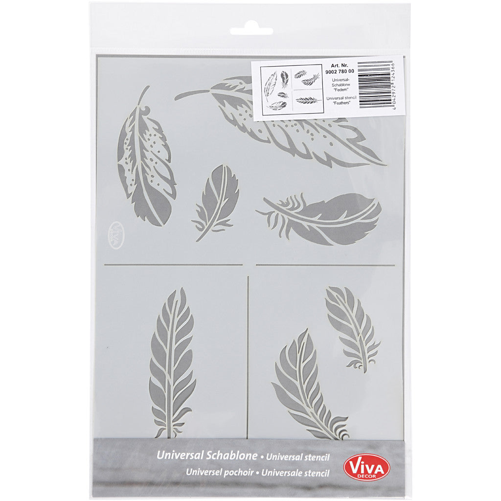 Stencil , feathers, A4, sheet 210x297 mm, 1 pc [HOB-26978]