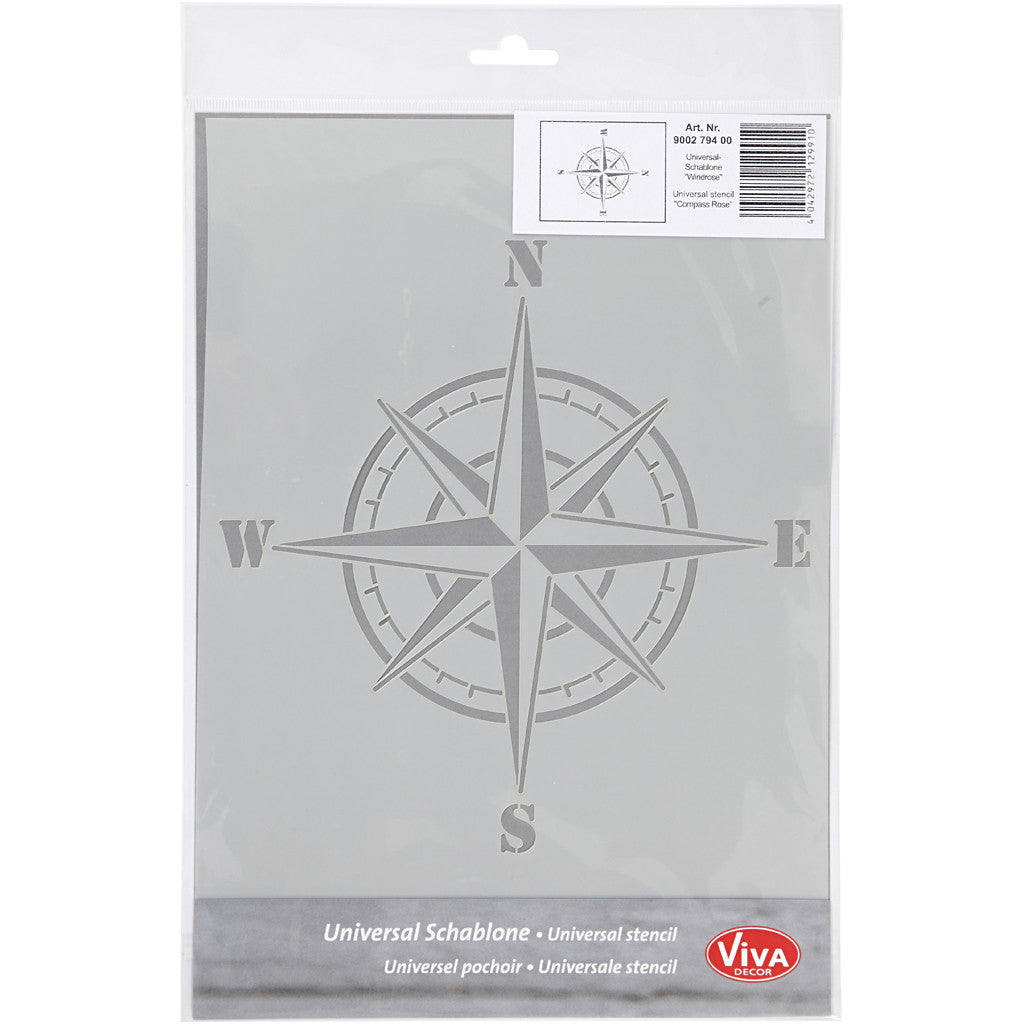 Stencil , compass, A4, sheet 210x297 mm, 1 pc [HOB-26980]