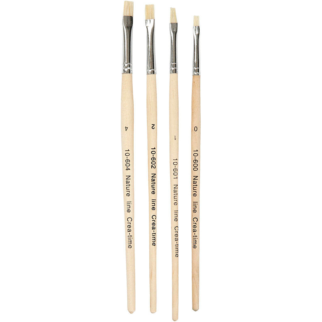 Nature Line Brushes, no. 00+1+2+4, L: 18,5-19 cm, W: 5-7 mm, flat, 4 pc/ 1 pack [HOB-100264]