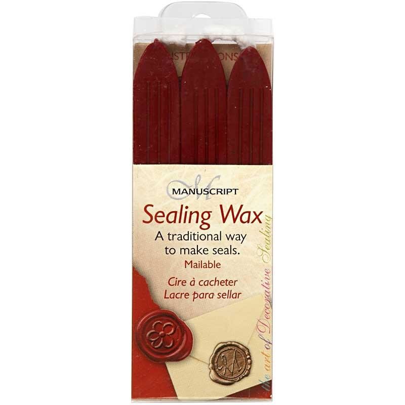 Sealing Wax, L: 10 cm, red, 3 pc/ 1 pack [HOB-27025]