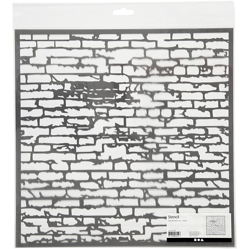 Stencil, brick wall, size 30,5x30,5 cm, thickness 0,31 mm, 1 sheet [HOB-27086]