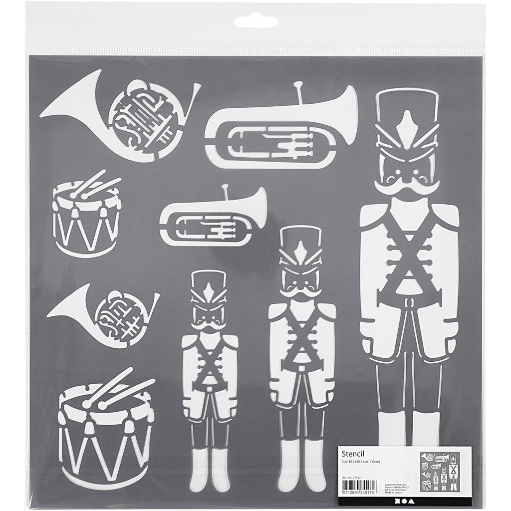 Stencil, nutcracker, size 30,5x30,5 cm, thickness 0,31 mm, 1 sheet [HOB-27102]